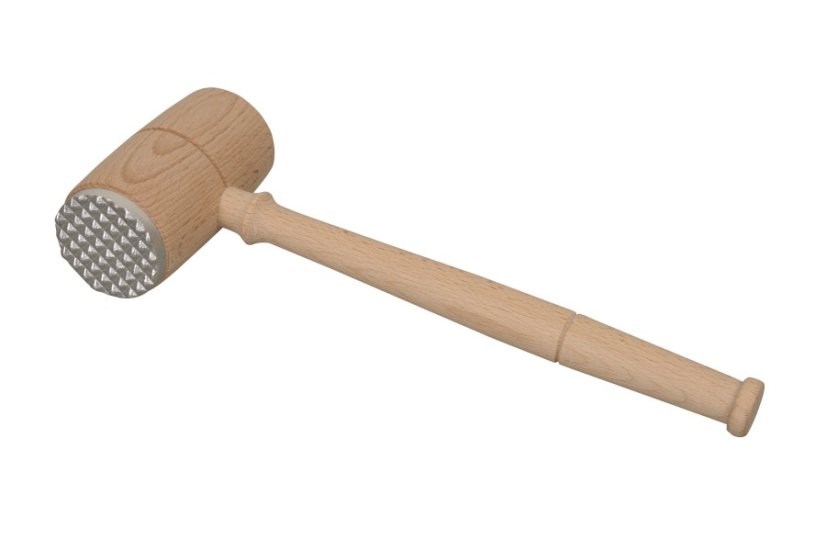 palička na maso, malá, dřevo/kov