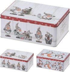 dóza plech. 22x16x9cm, 2 druhy, vánoční