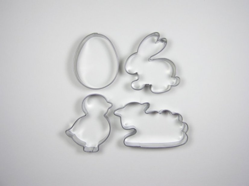 Sada vykrajovátek – Velikonoční VZKO (4 ks, nerez)