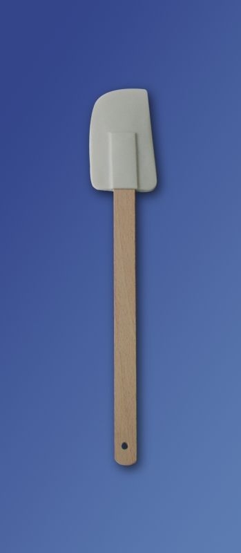 stěrka kuch. 27,5cm, 9x5cm, gum. bílá, dř.rukoj.