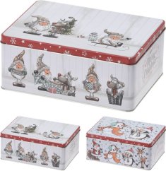 dóza plech. 22x16x9cm, 2 druhy, vánoční