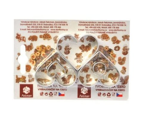 Sada 3 ks srdíček - se středy (4 cm)